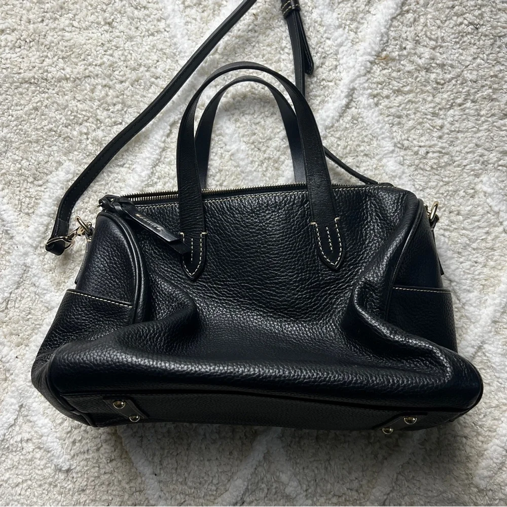 Dooney and Bourke Olivia Leather Satchel Black and Red Shoulder Bag - Picture 2 of 7